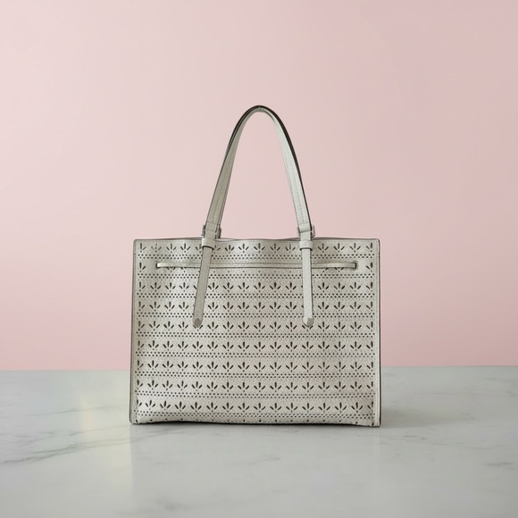 NWOT Kate Spade New York Hayes Perforated Leather Tote. with Bow & Tassel - Picture 3 of 12